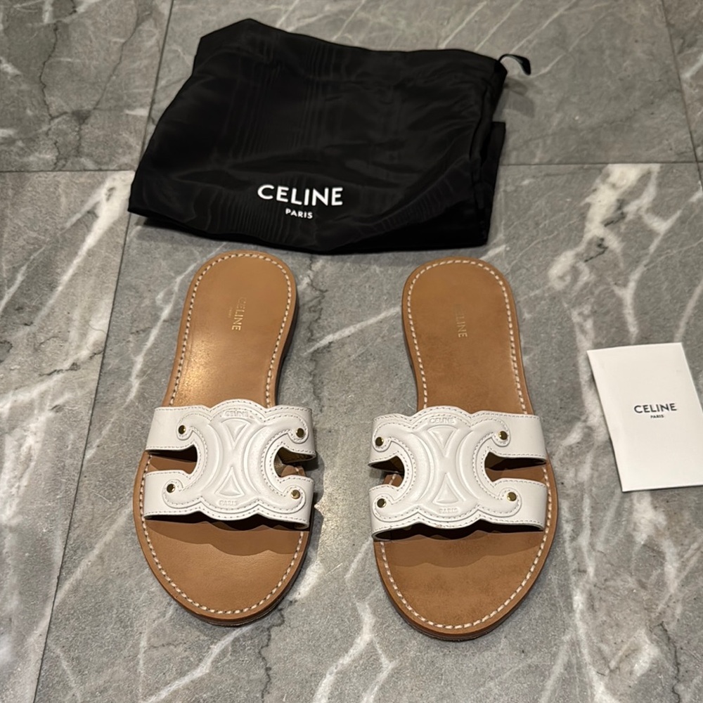 CELINE TRIOMPHE MULE SLIDE SANDAL IN CALFSKIN